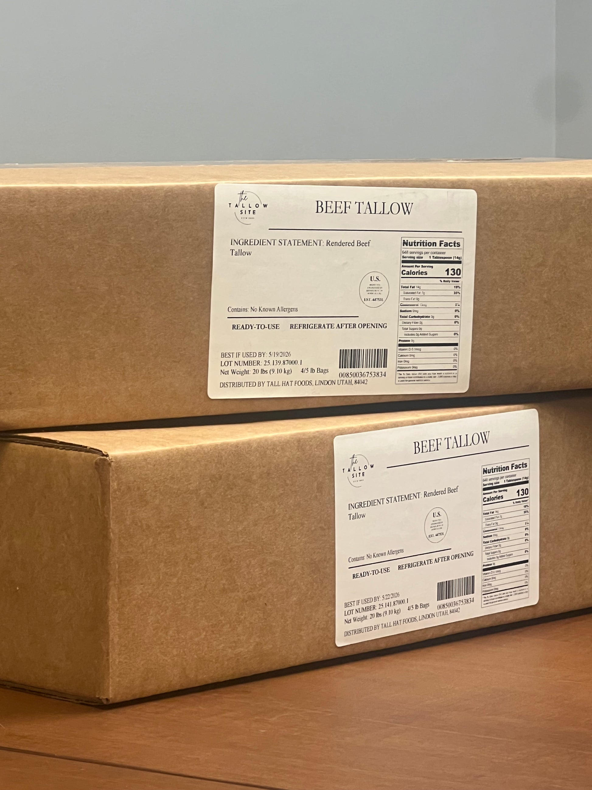 100% Pure Grass-fed Beef Tallow - Ready-to-use - Traditional - 20LBS box