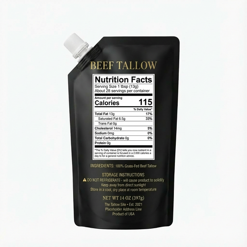 100% Grass-Fed Beef Tallow (14 oz Spouted Pouch)